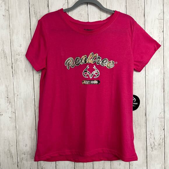 Realtree Pink Short Sleeve Crew Neck Lightweight T-Shirt XL - Picture 1 of 5